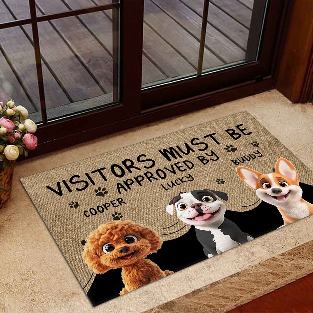 Approved By Dog Cartoon - Personalized Custom Doormat
