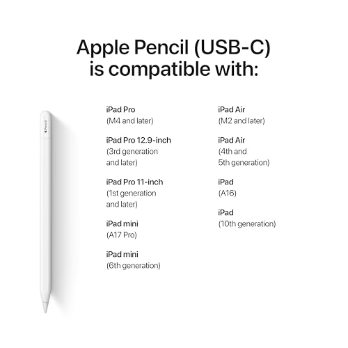 Apple Pencil (USB-C): Device Compatibility Check Required | Pixel-Perfect Precision, Tilt Sensitivity, Perfect for Note-Taking, Drawing, & Signing Documents. Charges and Pairs w/ USB-C