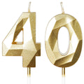 40th Birthday Gold Candles - Number 40, Happy Birthday, Cake Topper Decorations for Party & Anniversary Celebrations