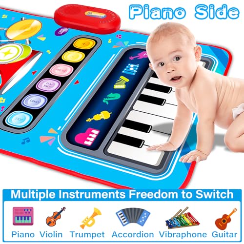 Baby Toys for 1 Year Old: 2 in 1 Baby Musical Mat Toddler Toys Age 1-2 | Piano Drum Babies Play Mat - Infant Music Toy 12-18 Months Babies Birthday Valentines Gifts for 1 2 3 Year Old Boys Girls