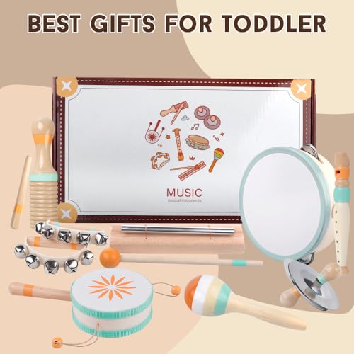 Toddlers Musical Instruments-Baby Montessori Wooden Toys for 18 Month+ | Kids Percussion Instruments Musical Toy for Preschool Kids,Christmas Birthday Gift for Baby Boys Girls