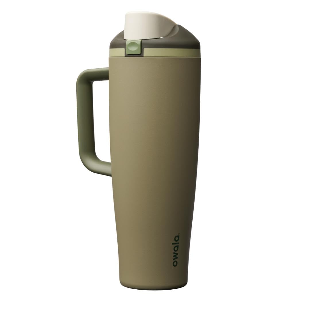 Owala FreeSip Tumbler Stainless Steel Water Bottle 40 oz Off Road | Triple-Layer Insulation | Leak-Proof Lid with Push-Button | Double Threaded Lid for Left and Right-Handed Drinking