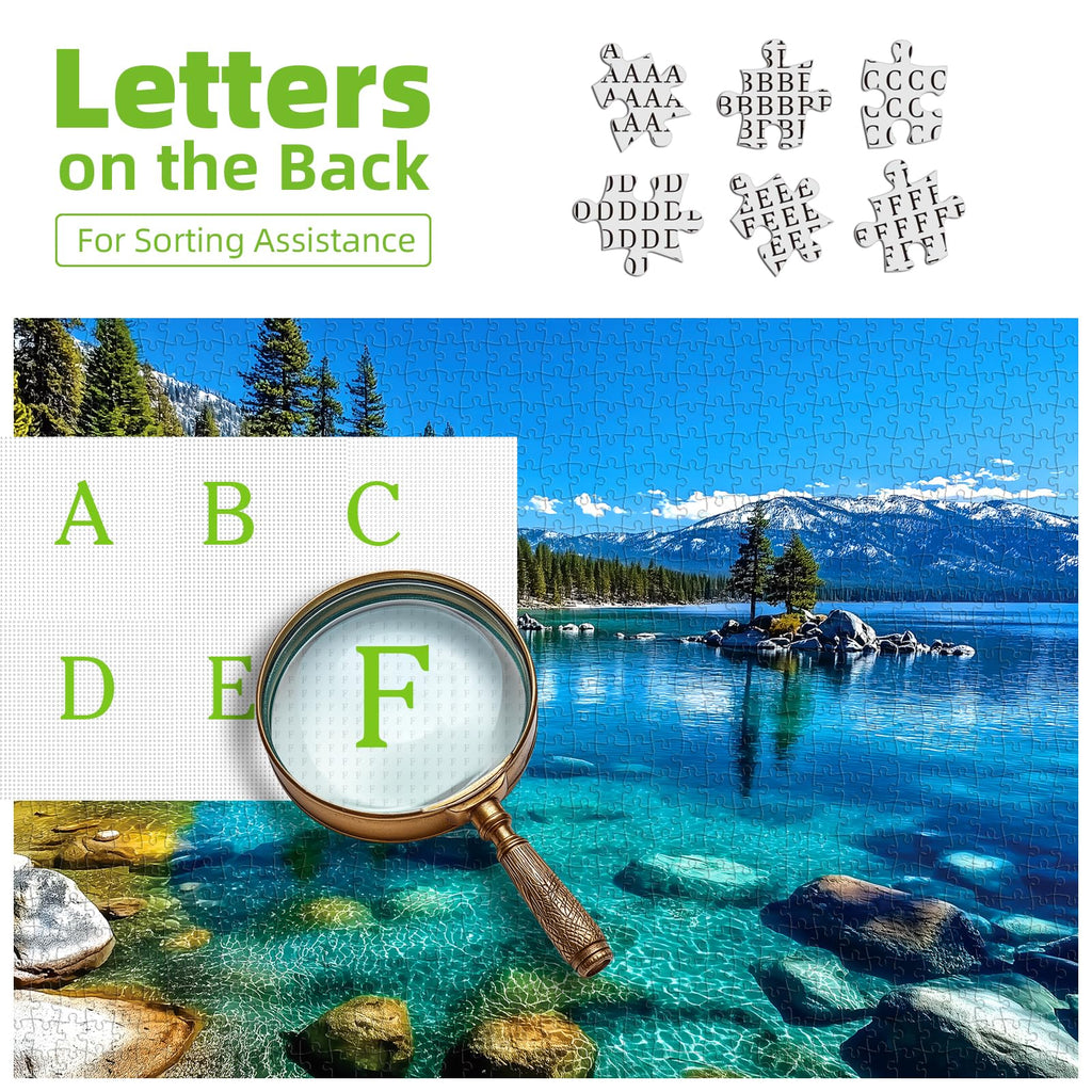 Landscape Jigsaw Puzzle 1000 Pieces Lake Tahoe Scenery with Clear Turquoise Waters, Snow-Capped Mountains & Pine Forests, Challenging & Fun Puzzle for Adults and Teens, Ideal Gift & Home Decor