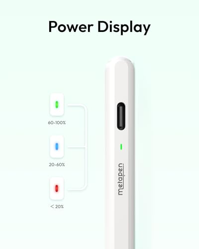 Metapen Pencil Air8 for Apple iPad 2018-2026, 10 Min Faster Charge, Palm Rejection Stylus Pen for iPad a16/11/10/9/8/7/6th Gen, Pro 12.9/11/13-inch M4/M5, Air 3/4/5/M2/M3/M4, Mini 5/6th