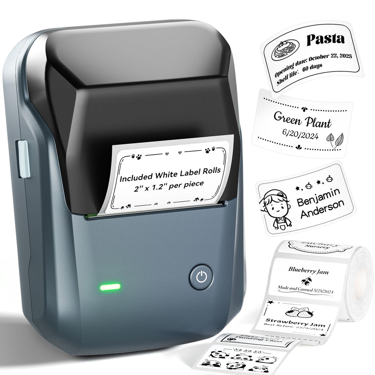 NIIMBOT B1 Label Maker, 2Inch Bluetooth Label Printer for Home, Blue | Label Maker Machine Support Smartphones & PC for Small Business, School, Office, Came with 1 Roll White Label(2x1.2'')