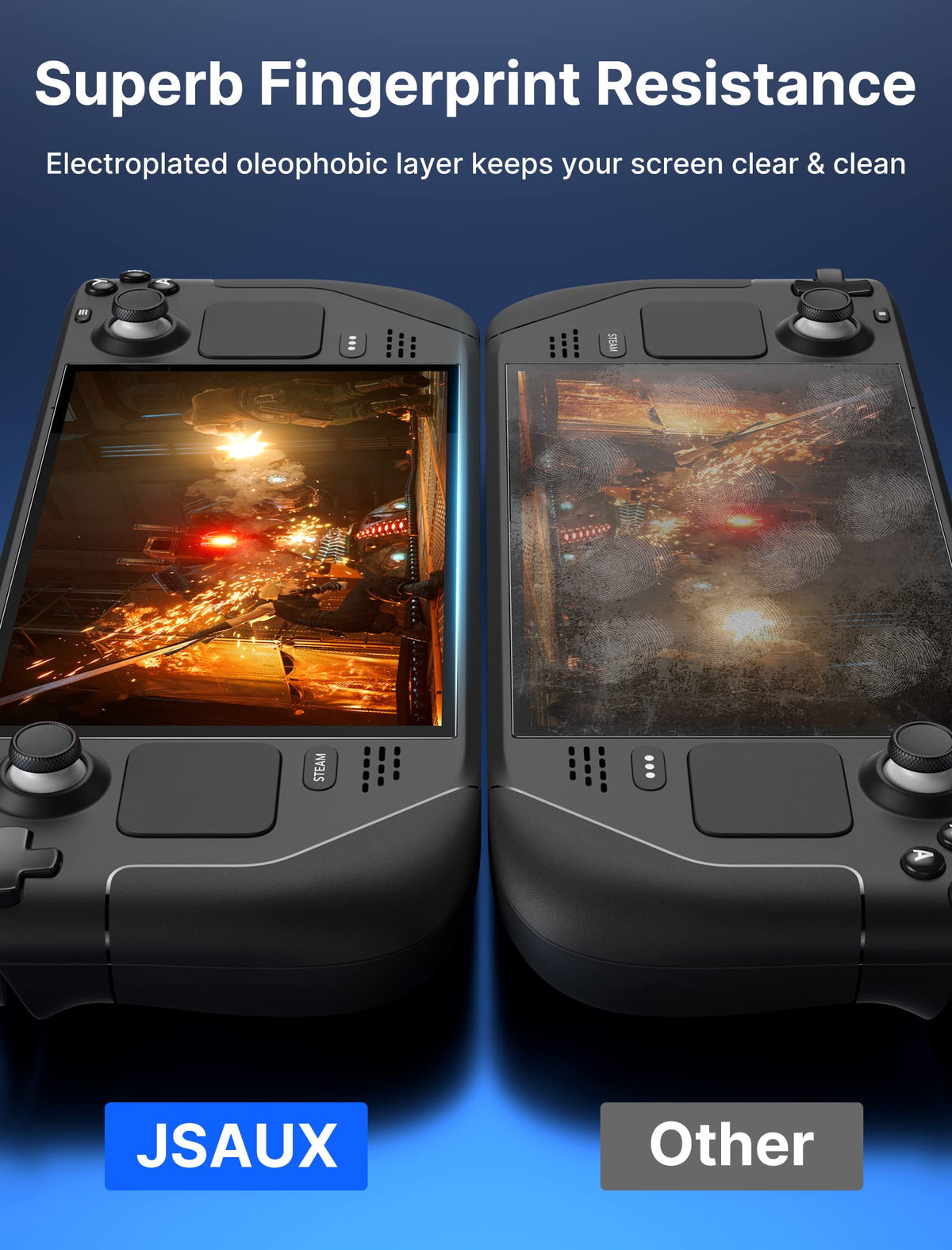 JSAUX 2-Pack Ultra HD Screen Protector for Steam Deck OLED/LCD | with Guide Frame, Easy to Install, 99.99% Clarity, Full-Screen Coverage, 9H Glass, Anti-Fingerprint, Scratch Resistant