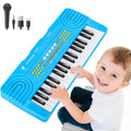 37 Key Kids Piano Keyboard with Microphone Toddler Music Toy Ages 3-5 | Portable Electronic Musical Instrument Toy for 3 4 5 6 7 Year Old Boys Girls, Birthday Gifts Blue