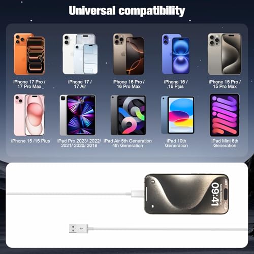 Car CarPlay Cable for iPhone18 Pro Max 17/16/15, USB A to USB C for Carplay | Compatible with iPhone 18/17/16/15 Plus,Pro,Pro Max, iPad USB C Cable 10th, iPad Air Car Charger Cable Cord 3FT (White)