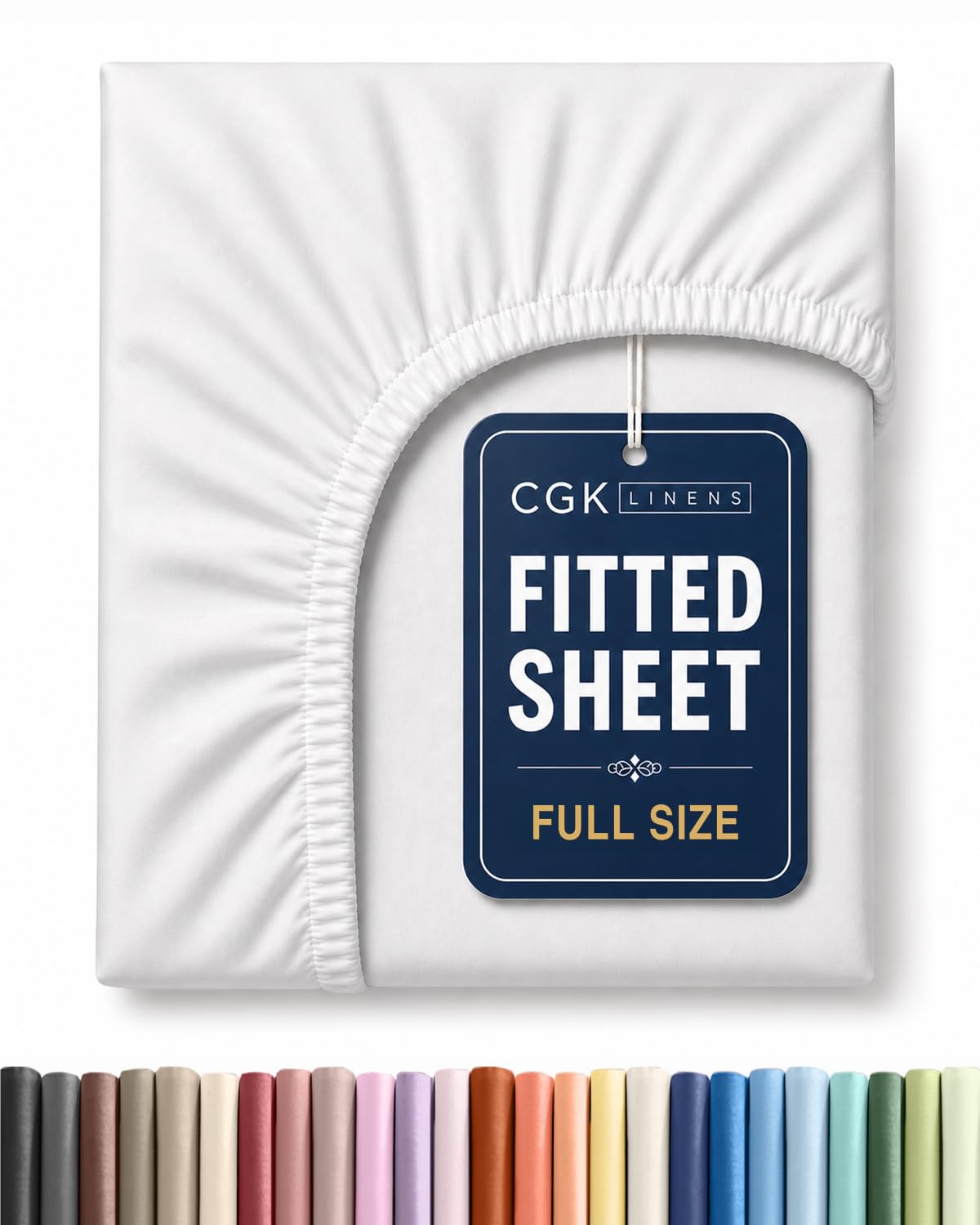 Full Fitted Sheet - Single Fitted Sheet Only - 8-16" Deep Pockets - White | Bottom Fitted Sheet Only w/ 8-16 Inch Deep Pockets, Ultra-Soft, Breathable & Wrinkle Free, Easy-Care, Fade & Shrink Resistant