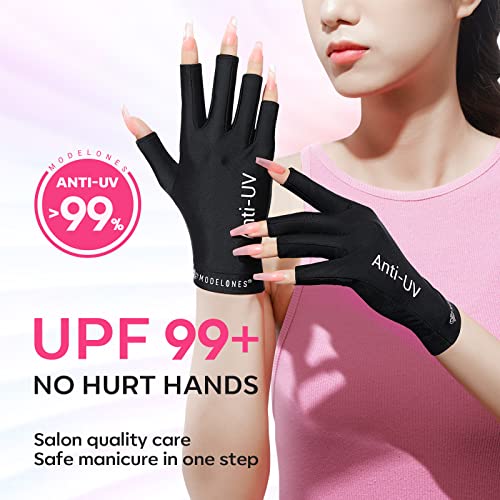 Modelones UV Nail Lamp 48 W Nail Dryer with 3 Timer Settings | UV Light for Gel Nails LED Nail Lamp Professional UPF99+ UV Protection Gloves for Art Manicure
