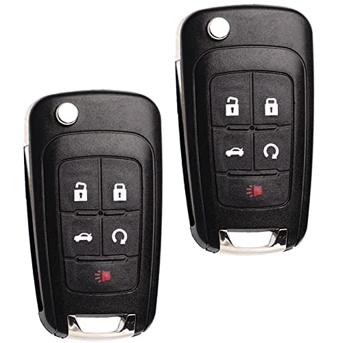 MechanMagic Flip Key Fob Replacement Fits for Chevy Equinox Camaro 2010-2019 Cruze Malibu Impala Sonic GMC Terrain Buick Lacrosse Regal Verano Encore Keyless Entry Remote Control 2 Sets
