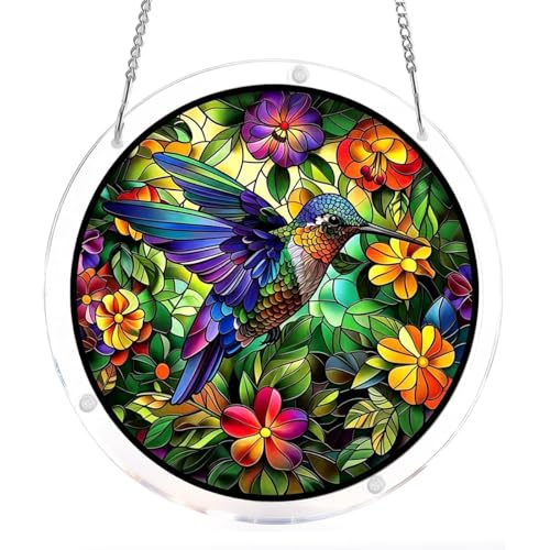 Hummingbird 83 Piece Acrylic Jigsaw Puzzle,DIY Hanging Sun Catcher Puzzle | Stained Glass Acrylic Suncatcher Puzzle,Home Garden Decoration,DIY Puzzles Window Hanging