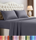 Queen Sheets Set, 4 Pieces 16" Deep Pocket Hotel Luxury Bed Sheets, Grey | Extra Soft Bedsheet Set for Kids, Women & Men, Comfy & Breathable Cooling Sheets, Fitted Sheet, Flat Sheet, 2 Pillowcase