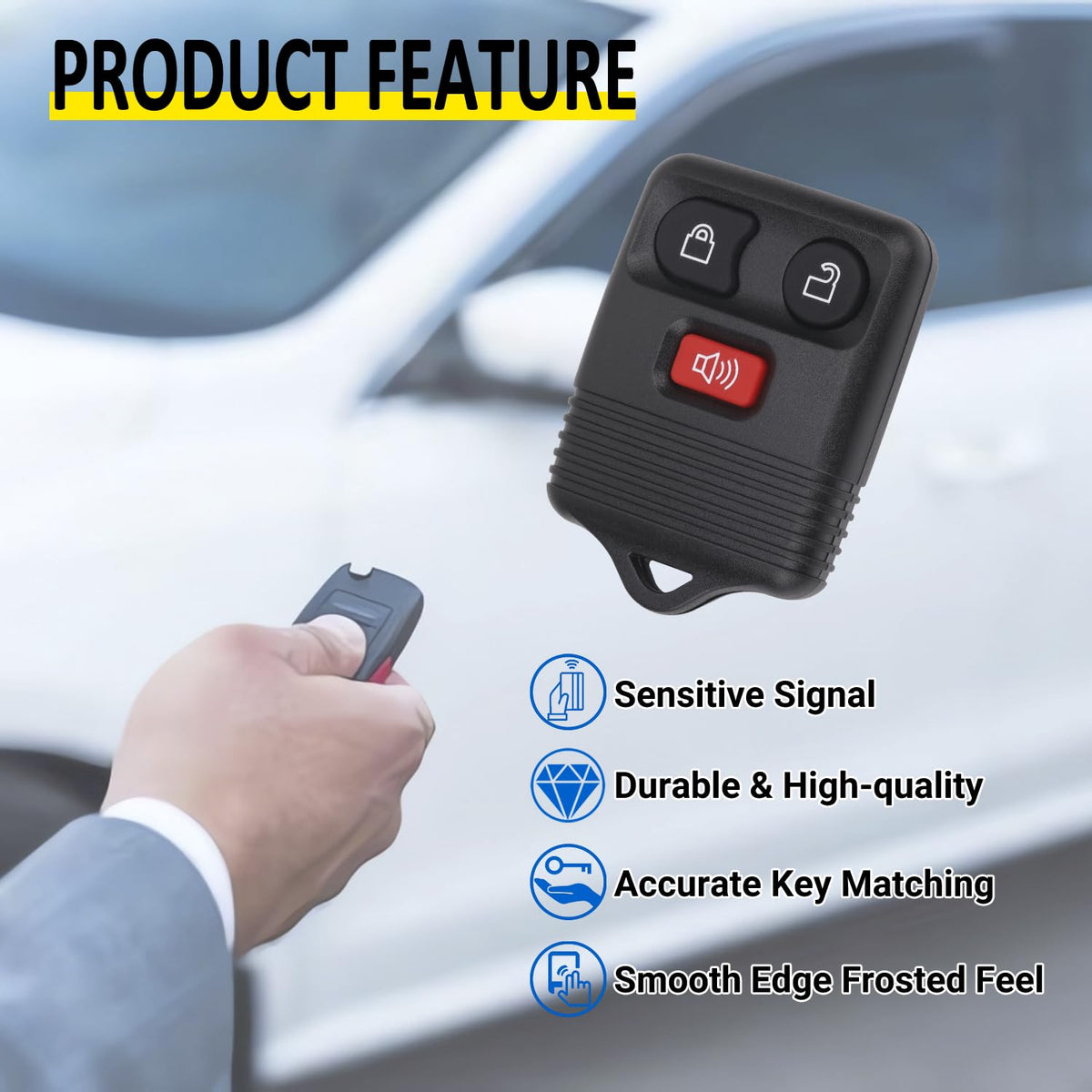 Vurkcy Keyless Entry Remote Key Fob Compatible with Ford F150 F250 F350 Escape Expedition Explorer Ranger, Lincoln, Mercury, Mazda and More, Replacement for CWTWB1U331 CWTWB1U345, 3 Button (Pack of 2)