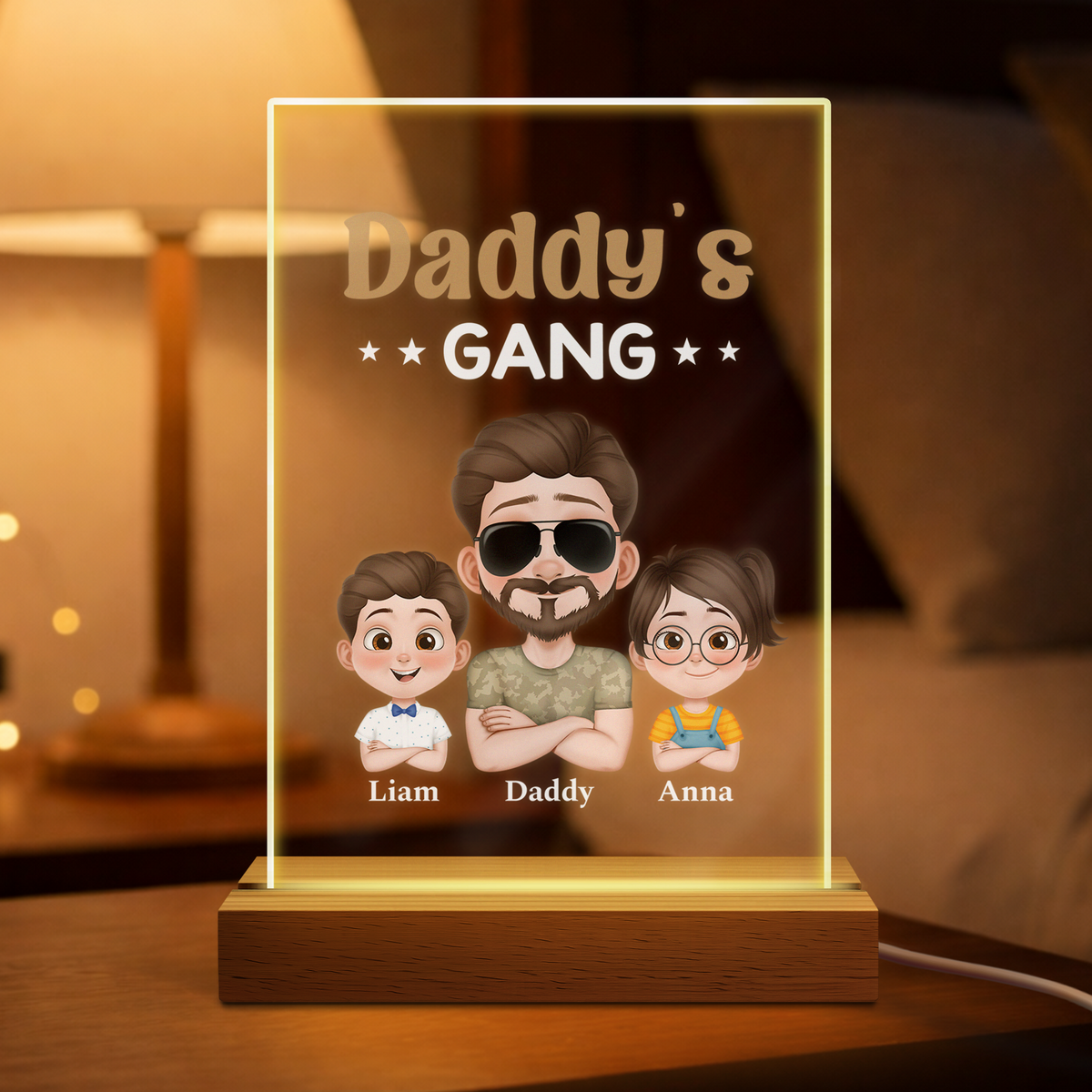 "Daddy Gang" LED Night Light - Personalized with Kids’ Names for Dad/Grandpa