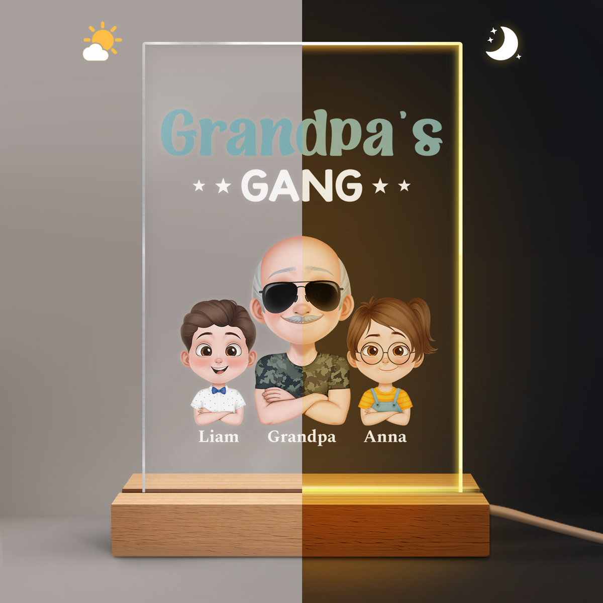 "Daddy Gang" LED Night Light - Personalized with Kids’ Names for Dad/Grandpa