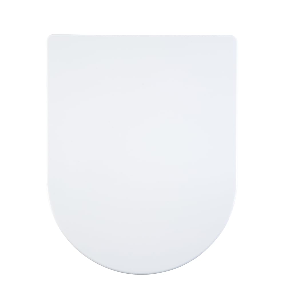 AQUALONA® Premium Thermoplastic Toilet Seat Soft Close Hardwearing Seat with Two Button Hinge Release D Shaped Easy to Clean Simple Installation Top and Bottom Fittings (White - D Shape)