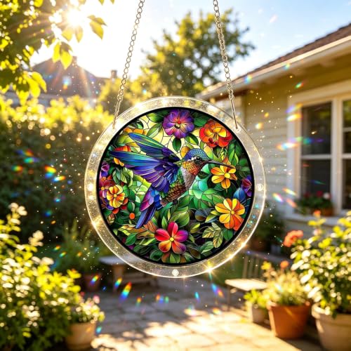 Hummingbird 83 Piece Acrylic Jigsaw Puzzle,DIY Hanging Sun Catcher Puzzle | Stained Glass Acrylic Suncatcher Puzzle,Home Garden Decoration,DIY Puzzles Window Hanging