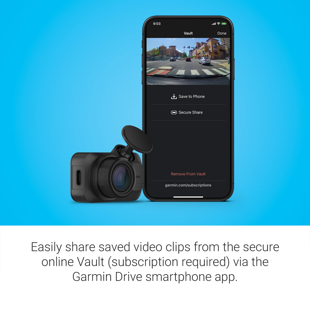 Garmin Dash Cam™ Mini 3, Ultracompact 1080p HD Dash Cam | Records 1080P HD Video with a 140-Degree Field of View, Ultracompact & Key-Sized Dash Cam, Voice Control