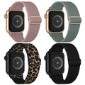 4 Pack Stretchy Solo Loop Compatible with Apple Watch Bands Women Men | 38mm 40mm 41mm 42mm 44mm 45mm 46mm 49mm Sport Nylon Elastic Straps, Wristbands for iWatch Series 11 10 9 8 7 6 5 4 Ultra/SE 3