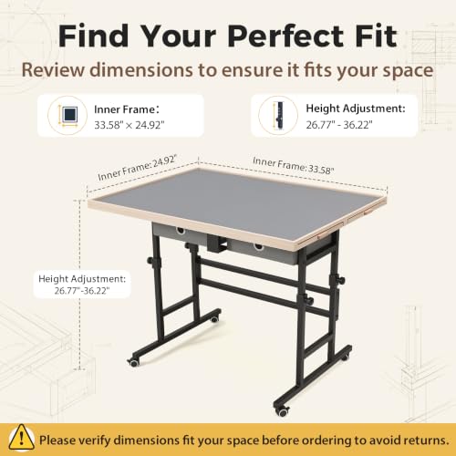 BuilderButler Puzzle Table 1500 Pieces with Wheels, Drawers & Cover, 33.58"x24.92" Adjustable Height & 45° Tilting Jigsaw Board for Adults, Also Ideal as Fuse Beads Table