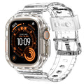 XYF Compatible for Crystal Clear Apple Watch Bands 49mm Ultra CrystalClear | Jelly Sport Strap&Bumper Case Cover for Men Women,Compatible for iWatch Ultra 4/3/2/1,49mm Crystal Clear