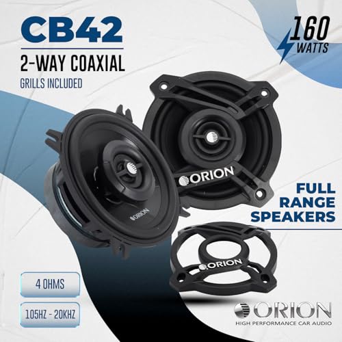 ORION Cobalt CB42 4" 2-Way Coaxial Car Speakers, 160W Pair | Full Range Audio, Polypropylene Cone, Butyl Rubber Surround, Easy Installation