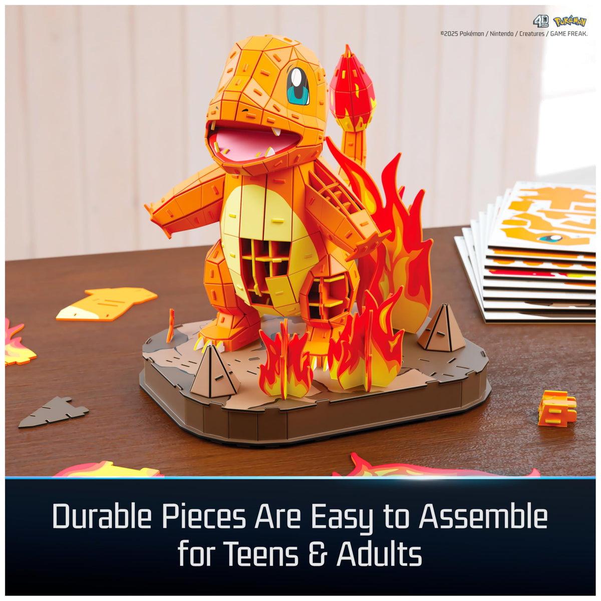4D Build Pokémon Charmander 3D Puzzle Model Kit, Desk Décor, Shelf Display | 241 Premium EPS Foam Pieces, No Glue Or Tools Required, Build & Display Collectible Hobby Kit Gift For Fans Ages 12+