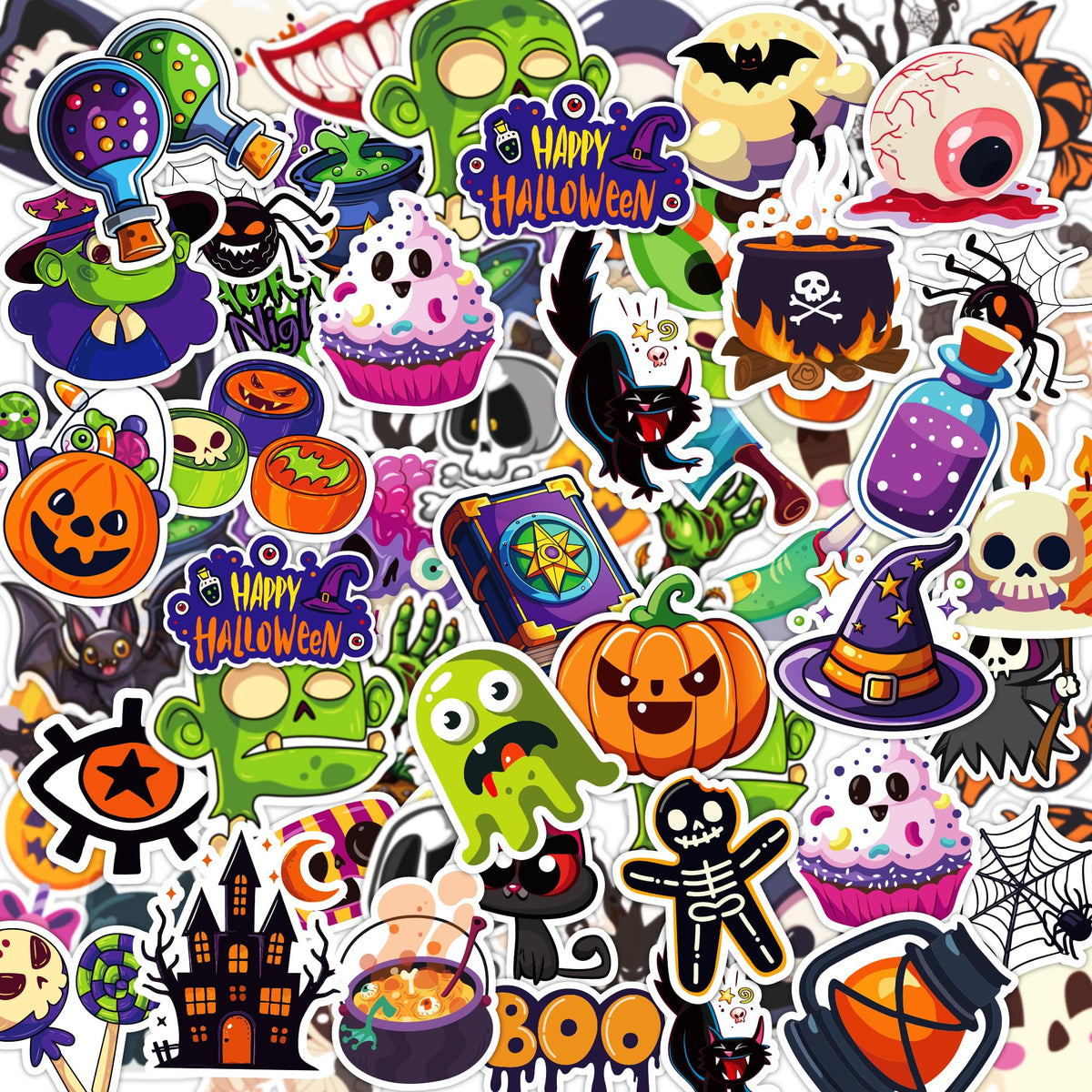 Halloween Party Favors - 100 PCS Pumpkin Bat Spider Stickers,Kids Halloween Games Treats Crafts Gifts Party Supplies Decorations