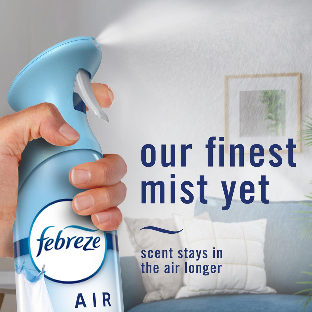 Febreze Air Mist, Air Freshener Spray, Odor Fighting Room Spray, Deodorizer for Home Bathroom Kitchen Office Apartment Dorm Room Classroom, Heavy Duty Crisp Clean Scent, 8.1oz (Pack of 3)