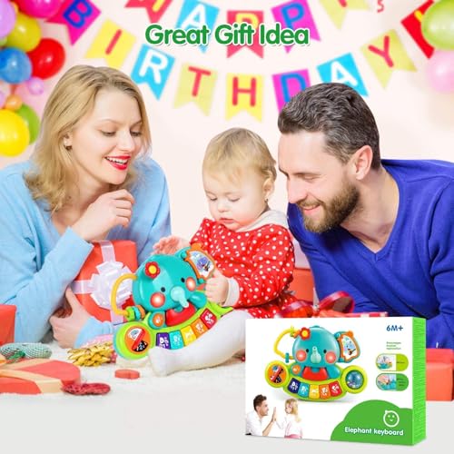 Baby Piano Toys 6-12 Months, Elephant Piano Keyboard Newborn & Infant Toys | Light Up Musical Toddler Toys for 1 Year Old Boy Girl, Christmas & Birthday Gifts For 12-18 Months, 6 7 8 9 Month Old Toys