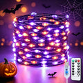 JMEXSUSS 100 LED Halloween Lights Indoor Fairy Lights Orange Purple USB | Remote Halloween String Lights for Tree Kitchen Room Car Party Halloween Decor, Halloween Accessories, 8 Modes Timer Plug in