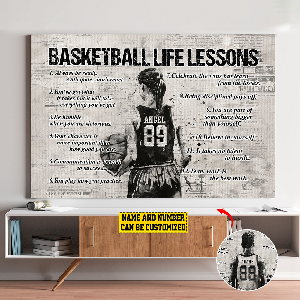 Basketball Life Lessons - Personalized Poster / Canvas (Multiple Skin Tones Available)