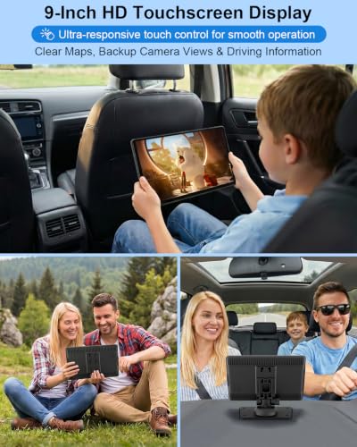 9" CarPlay Screen for Car, Wireless Apple CarPlay & Android Auto | with 1080P Backup Camera, Night Vision, Mirror Link, Voice Control, Bluetooth/FM/AUX Audio, Portable Touchscreen Display
