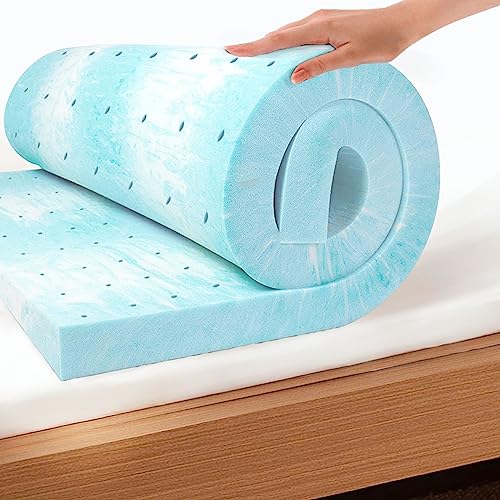 EGO 3 Inch Queen Mattress Topper Gel Memory Foam for Pressure Relief | Cooling Gel Infused, Ventilated Design Bed Topper in a Box, CertiPUR-US Certified, 80"Lx60"W