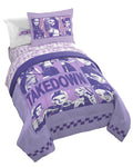 KPOP Demon Hunters Twin Comforter Set 5 Piece Kids Cartoon Bedding, Purple | Bed in a Bag, Comforter Sheets Sham Pillowcase, Official Brand, Soft Microfiber, Machine Washable, Easy Care, Girls Gift