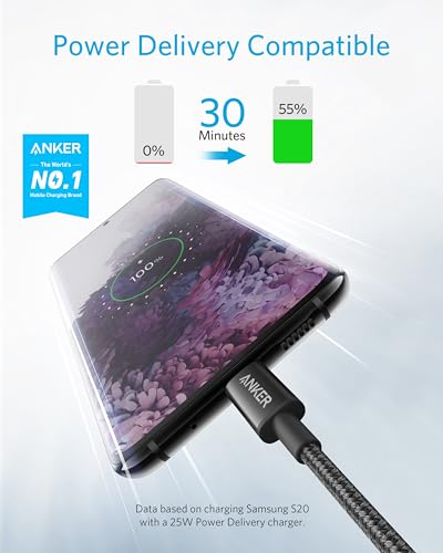 Anker USB C to USB C Cable, 60W Fast Charging Cable (2-Pack, 6 ft, Black) | For iPhone 18 / 17 Series, iPad mini 6, and More