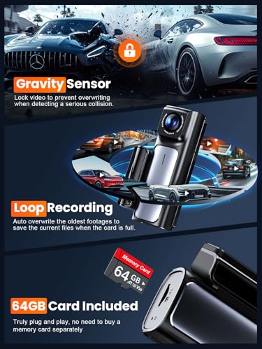 Affver 4K+2.5K Dash Cam Front and Rear, Built-in 5G WiFi 6 GPS Dual Dashcam | 64GB Card Included, 3.59" IPS Screen, APP Control, G-Sensor, Loop Recording, 24H Parking Mode, Night Vision, Car Dash Camera