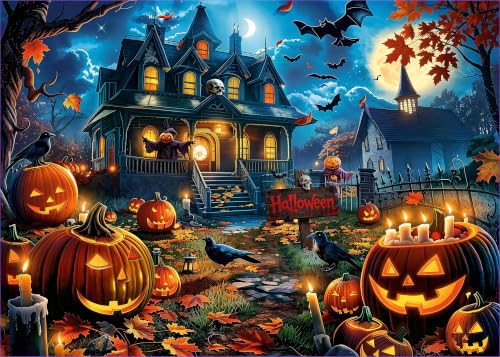 Nattork Jigsaw Puzzle 1000 Pieces for Adults, Halloween Haunted House,Challenging Adult Puzzles for Halloween Decor & Gift