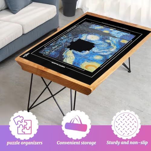 CALLKROON Puzzle Mat Roll Up for 1500 Pieces, Felt Puzzle Board Alternative Gift Set with 4 Sorting Trays and Inflatable Tube, Premium Puzzle Saver Mat for Storage, Portable Puzzle Rolling Mat