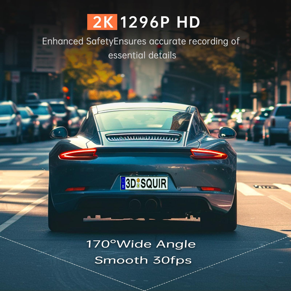 Veement 1296P Dash Cam Front, WiFi Dash Camera for Cars with App | V300 Mini Hidden Design, Night Vision, 170° Lens, Loop Recording, G-Sensor, 256GB Max, Card Not Included, Hardwire Required