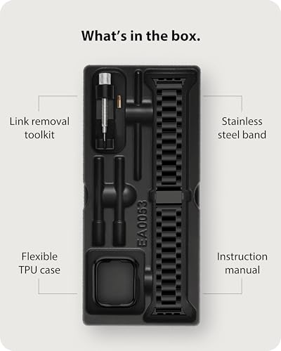 Fullmosa Metal Band with Case for Apple Watch 45/44/42/46/49/41/40/38mm | Fits iWatch Series 11 10 9 8 7 6 5 4 SE 3 2 1, Ultra4/3/2/1,Stainless Steel Strap for Men Women Professional Office Black
