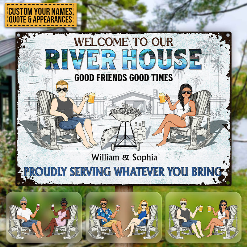 Personalized Pool Patio Metal Sign: "Neighbors Listen to Good Music!"
