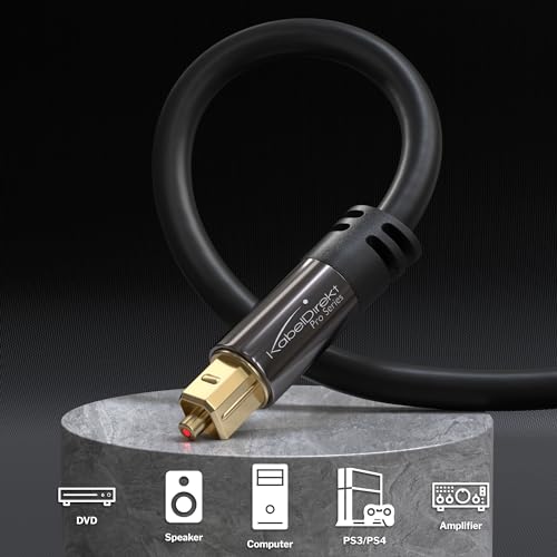 KabelDirekt – Optical Audio TOSLINK Cable – 6ft – Soundbar | Optical digital audio cable: Perfect for equipment with a TOSLINK interface (OPT In / OPT Out or S/PDIF In / S/PDIF Out)
