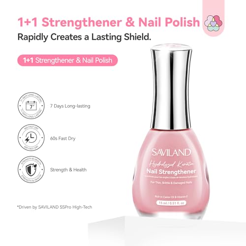 SAVILAND Nail Strengthener and Growth for Weak & Thin Nails, Sheer Pink