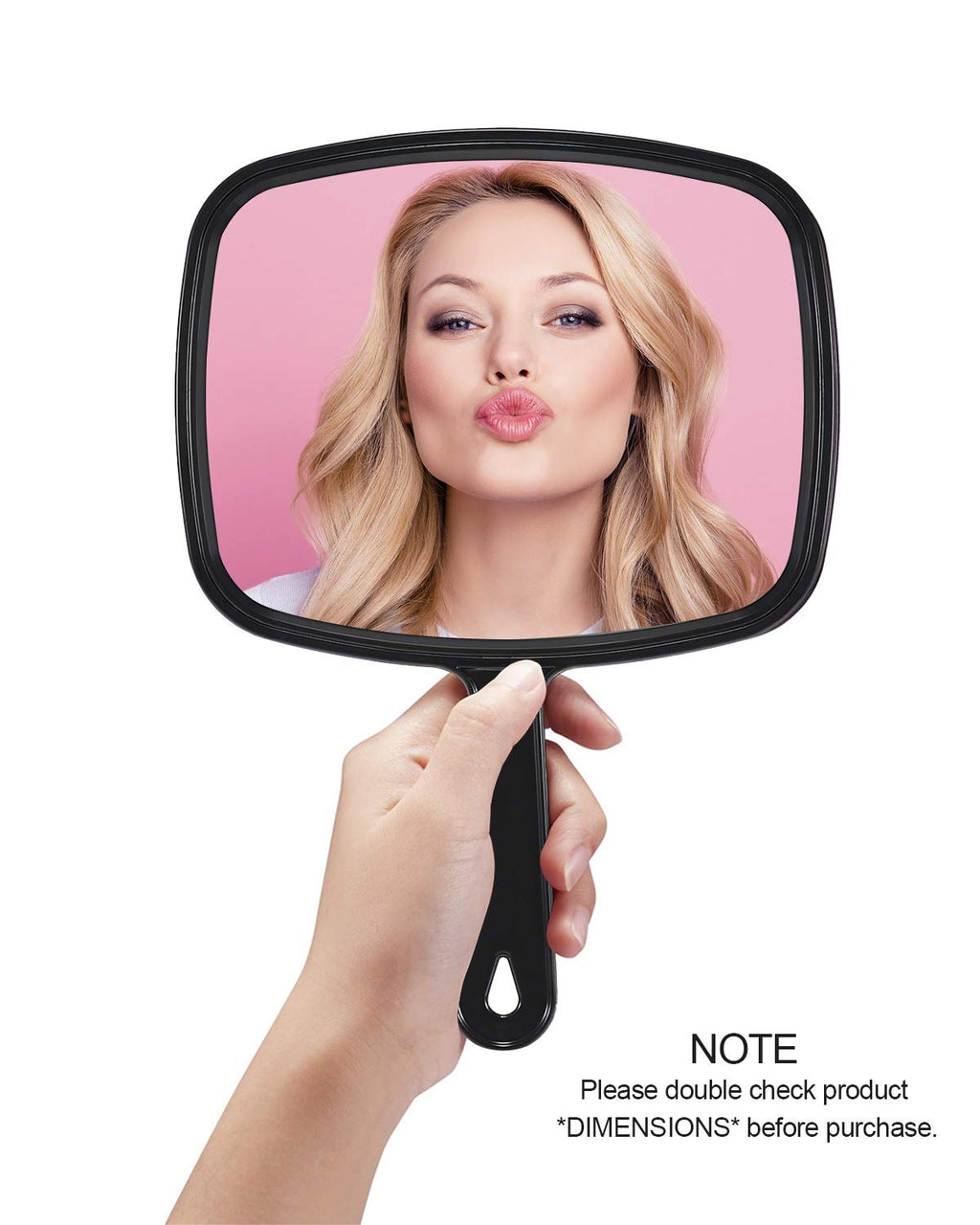 Gladmart 10.3" L x 7.4" W Hand Mirror for Home and Barber, Black | Hand Mirrors with Handle, Barber Accessories, Hair Salon Supplies, Distortion-Free Glass, Makeup Mirror for Women Men
