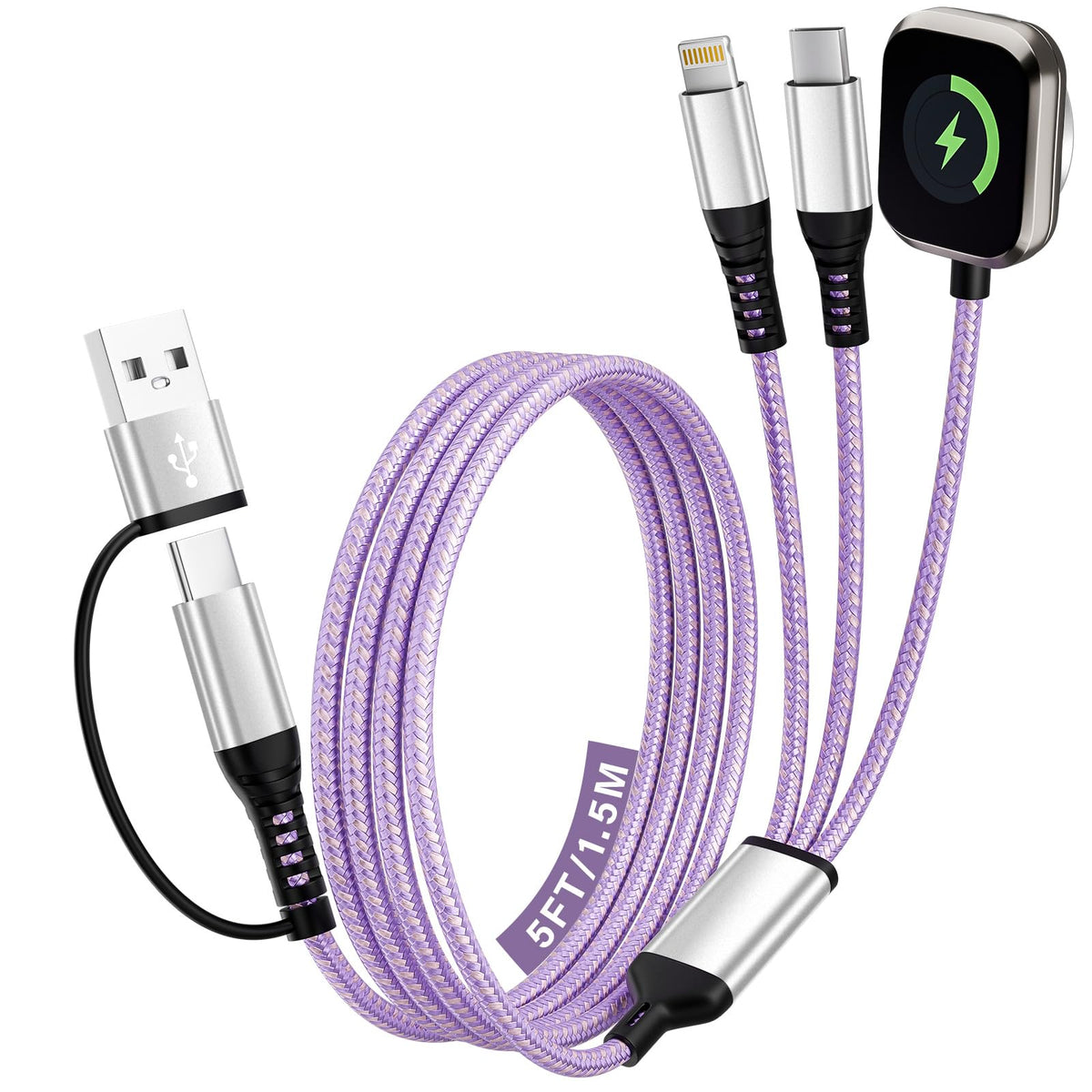 Travel Essentials 3 in 2 Multi Charging Cable for Apple Watch Charger, 5FT | iWatch Charger, Charging Cords for Multiple Devices, Compatible with iWatch 12-1/Ultra/SE/iPhone 18-8, Cruise Essentials 2026