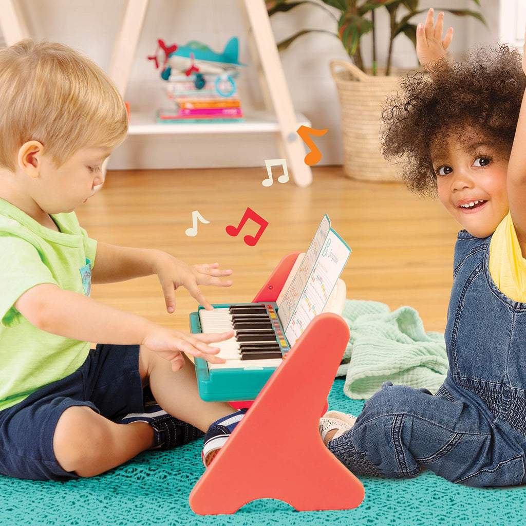 B. toys Wooden Piano, Mini Maestro with Color-Coded Songbook | Wooden piano toy with color-coded keys and songbook featuring 6 classical compositions; 3+ Years