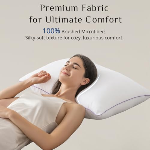 JOLLYVOGUE Firm Pillows Queen Size Set of 2, Supportive Bed Pillows with Oeko-Tex Certified Down Alternative Fill, Luxury Hotel Quality for Back, Stomach and Side Sleepers