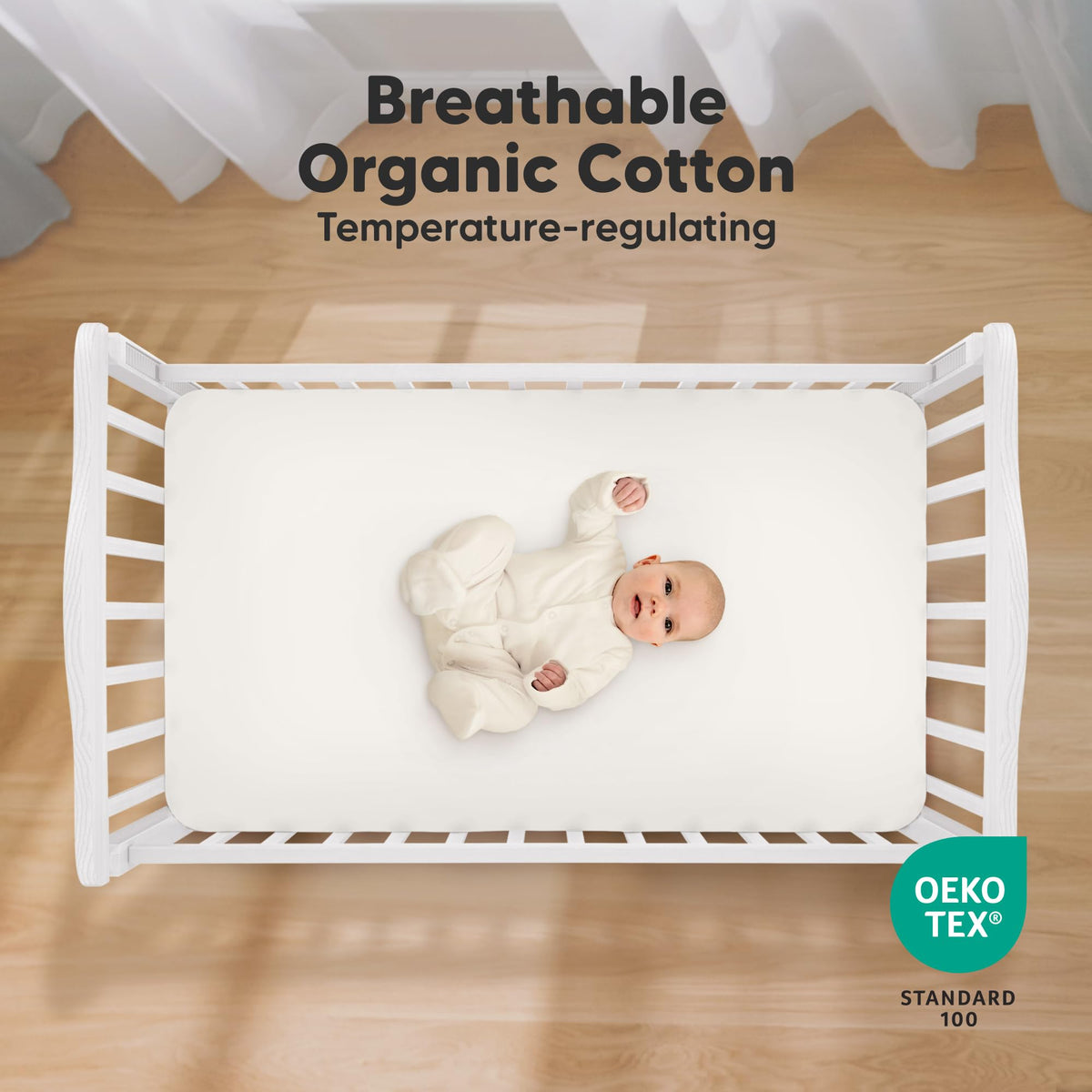 KeaBabies 2pk Organic Cotton Crib Sheets for Boys Girls 52x28, Soft White | Soft Breathable Fitted Crib Mattress Sheet Neutral, Cozy Cover for Baby Bed Set, Toddler Mattress, Cute Prints